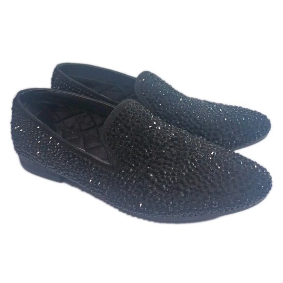 Steve Madden Men's Caviarr Black Swarovski Crystal Slip-On Dress Loafers 10 - Picture 9 of 11